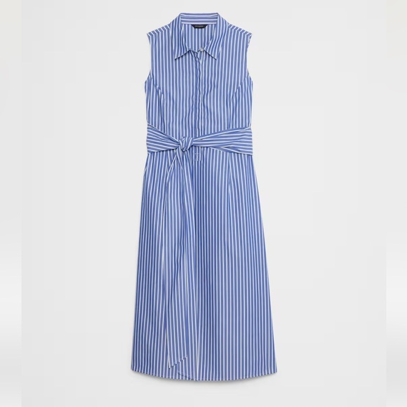 Banana Republic Princess Blue Poplin Cross-Waist Midi Dress - Picture 8 of 13